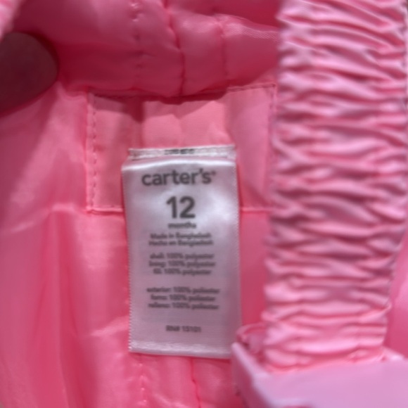 Carter’s pink bib snowpants size 12 months . - Picture 3 of 6